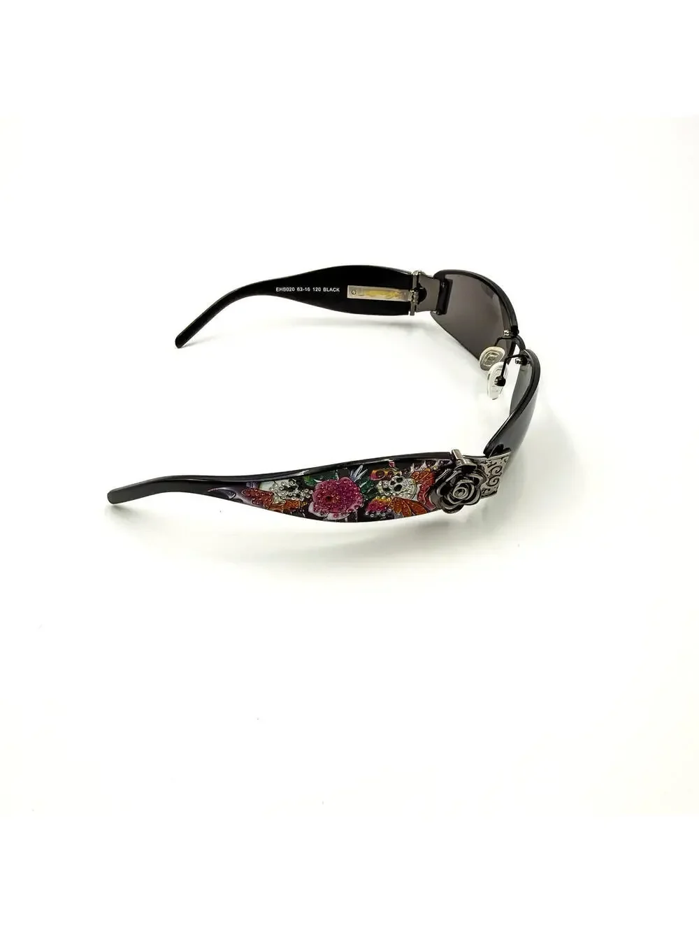 Vintage Ed Hardy Sunglasses Skull‎ Rose Butterfly Tattoo Vintage Y2K With Case